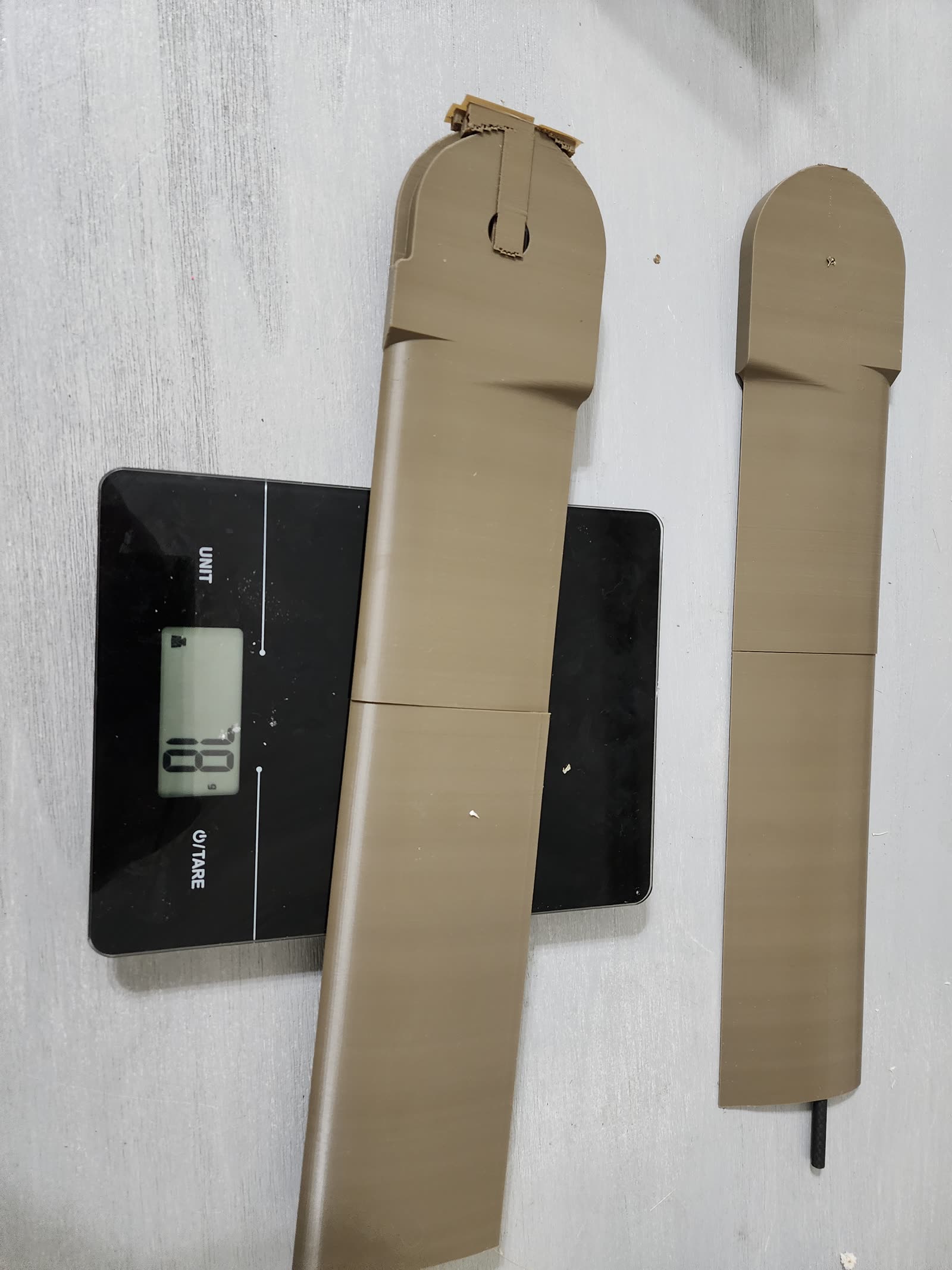 Printed wing sections during weight control